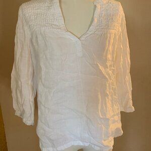 women's JOIE sz S white linen boho peasant tunic blouse